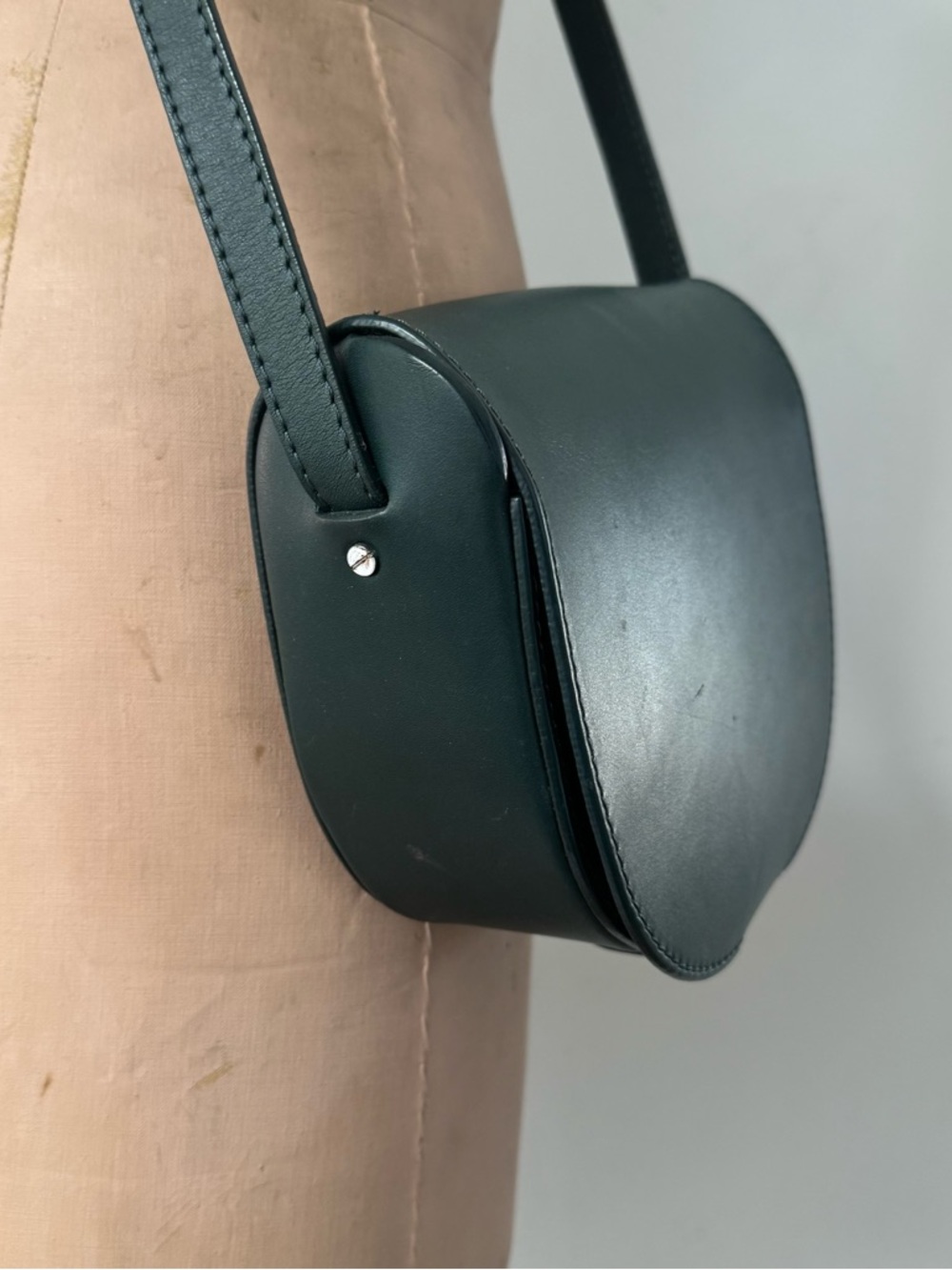 COS Dark Green Crossbody Leather Saddle Bag - Picture 8 of 16